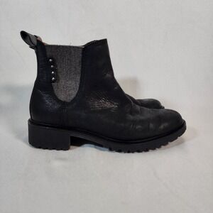 Cobb Hill Waterproof Leather Ankle Boots Women's Size 8.5 Moto Black Lug Sole